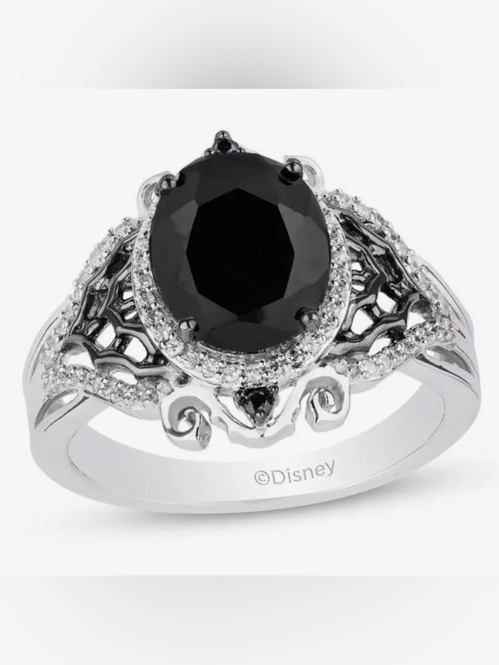 Disney Nightmare Before Christmas Oval-Cut Black Onyx & Diamond Ring 1/5 ct tw.